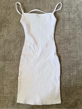 naked wardrobe White Ribbed Strappy Midi Dress